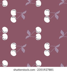 Cute cherry seamless pattern. Hand drawn cherries wallpaper. Design for fabric, textile print, wrapping paper, kitchen textiles, cover. Simple vector illustration