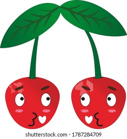 cute cherry stickers. For printing on covers or other.