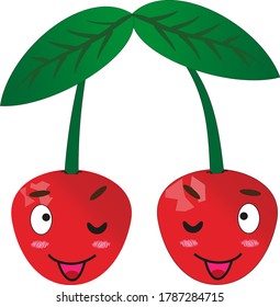 cute cherry stickers. For printing on covers or other.