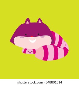 Cute cheshire cat from alice in wonderland vector illustration