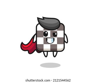 the cute chess board character as a flying superhero , cute style design for t shirt, sticker, logo element
