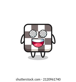 cute chess board character with hypnotized eyes , cute style design for t shirt, sticker, logo element