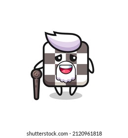 cute chess board grandpa is holding a stick , cute style design for t shirt, sticker, logo element