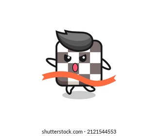 cute chess board illustration is reaching the finish , cute style design for t shirt, sticker, logo element