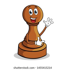 Cute Chess Pawn Cartoon Mascot Character Walking Happily.