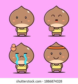 cute chestnut sticker emoticon set, chestnut expression set suitable for logo mascot