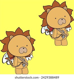 cute chibi angel lion character kid cartoon pack collection in vector format