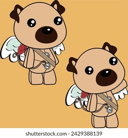 cute chibi angel pug dog character kid cartoon pack collection in vector format
