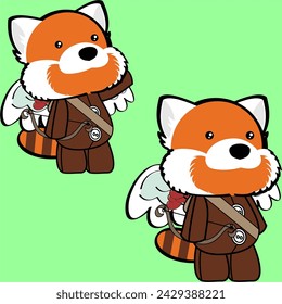 cute chibi angel red panda character kid cartoon pack collection in vector format