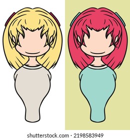 Cute Chibi Anime Girl Icon, Editable Vector File For All Your Graphic Needs.