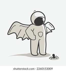 cute chibi astronaut with wings art illustration
