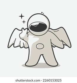 cute chibi astronaut with wings art illustration