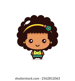 cute chibi beautiful girl with curly hair