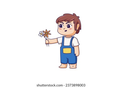 Cute Chibi Boy Character Design Illustration