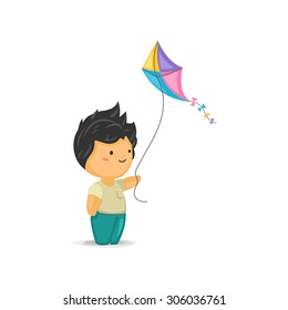 Cute Chibi Boy Holding a Kite