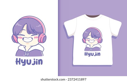 Cute chibi boy k pop shirt designs illustration