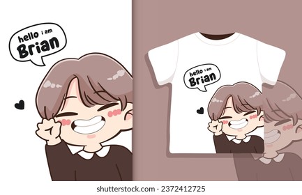 Cute chibi boy t shirt designs illustration