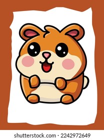 cute chibi brown hamster cartoon