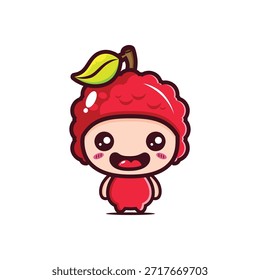 Lindo chibi de dibujos animados lychee mascota