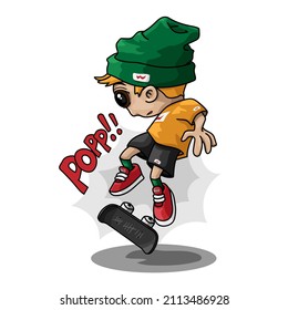 Cute Chibi Cartoon Skate Pop up