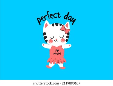 Cute Chibi Cat Girl Perfect Day Vector Illustration