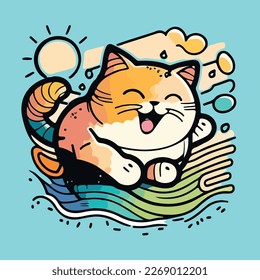cute chibi cat style vector art