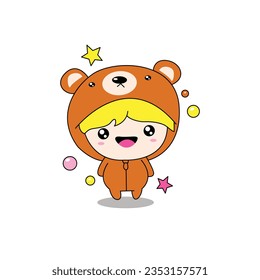 Cute Chibi Character bear suitable for your mascot icon