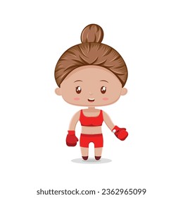 A cute chibi character boxing girl with gloves