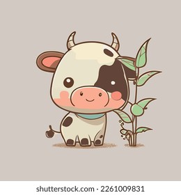 Cute Chibi Cow Kawaii Illustration