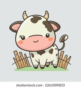 Cute Chibi Cow Kawaii Illustration