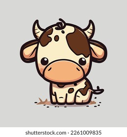 Cute Chibi Cow Kawaii Illustration