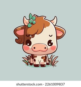 Cute Chibi Cow Kawaii Illustration