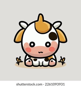 Cute Chibi Cow Kawaii Illustration