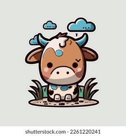 Cute Chibi Cow Kawaii Illustration
