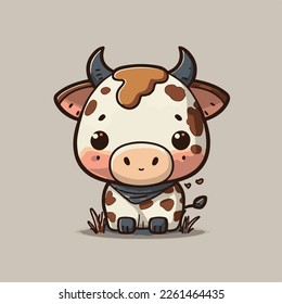 Cute Chibi Cow Kawaii Illustration