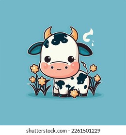 Cute Chibi Cow Kawaii Illustration