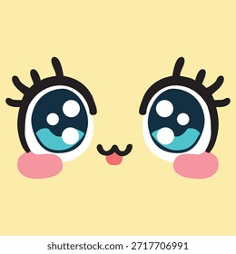 cute chibi eyes expression smiling happy character blue eyes
