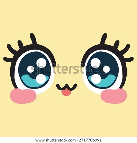 cute chibi eyes expression smiling happy character blue eyes