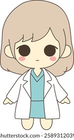 Cute Chibi Female Doctor Illustration