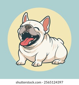 cute chibi french bulldog cartoon vector illustration