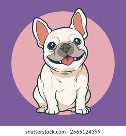 cute chibi french bulldog cartoon vector illustration