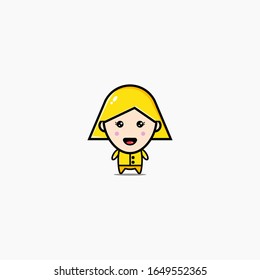Cute chibi girl cartoon people character.