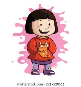 cute chibi girl character cartoon drawing illustration