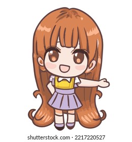 cute chibi girl character cartoon drawing illustration