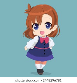 Cute chibi girl character cartoon illustration