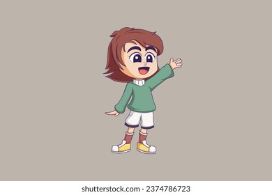 Cute Chibi Girl Character Design Illustration