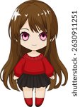 Cute Chibi Girl Character Vector