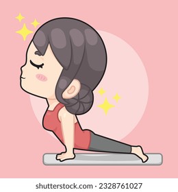 Cute Chibi Girl doing Cobra Pose Yoga