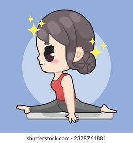 Cute Chibi Girl doing Monkey Pose Yoga