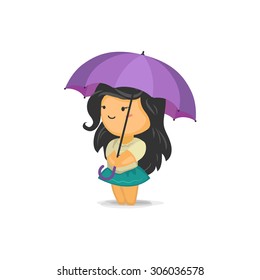 Cute Chibi Girl Holding a Umbrella